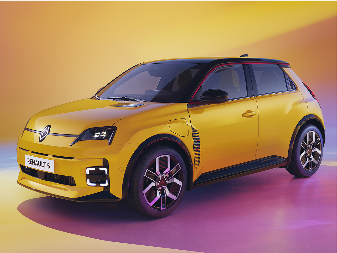 A yellow car from the brand Renault