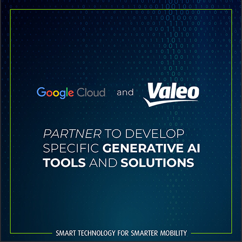 Logo of Google Cloud and Valeo announcing a partnership
