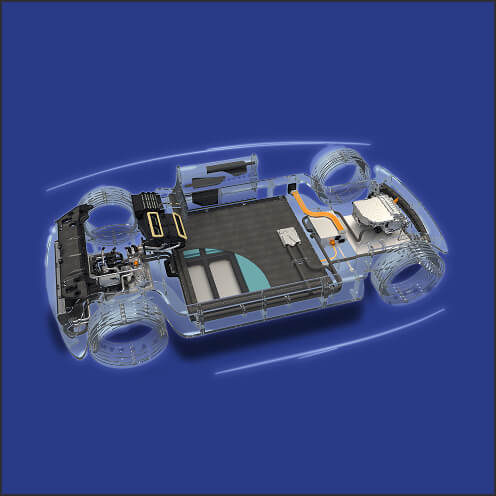 Transparent skateboard of a vehicle