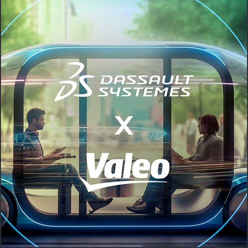 View of a futuristic transparent car with two people inside