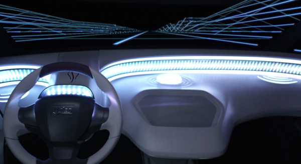 An image of a car's dashboard with Valeo's interior lighting system