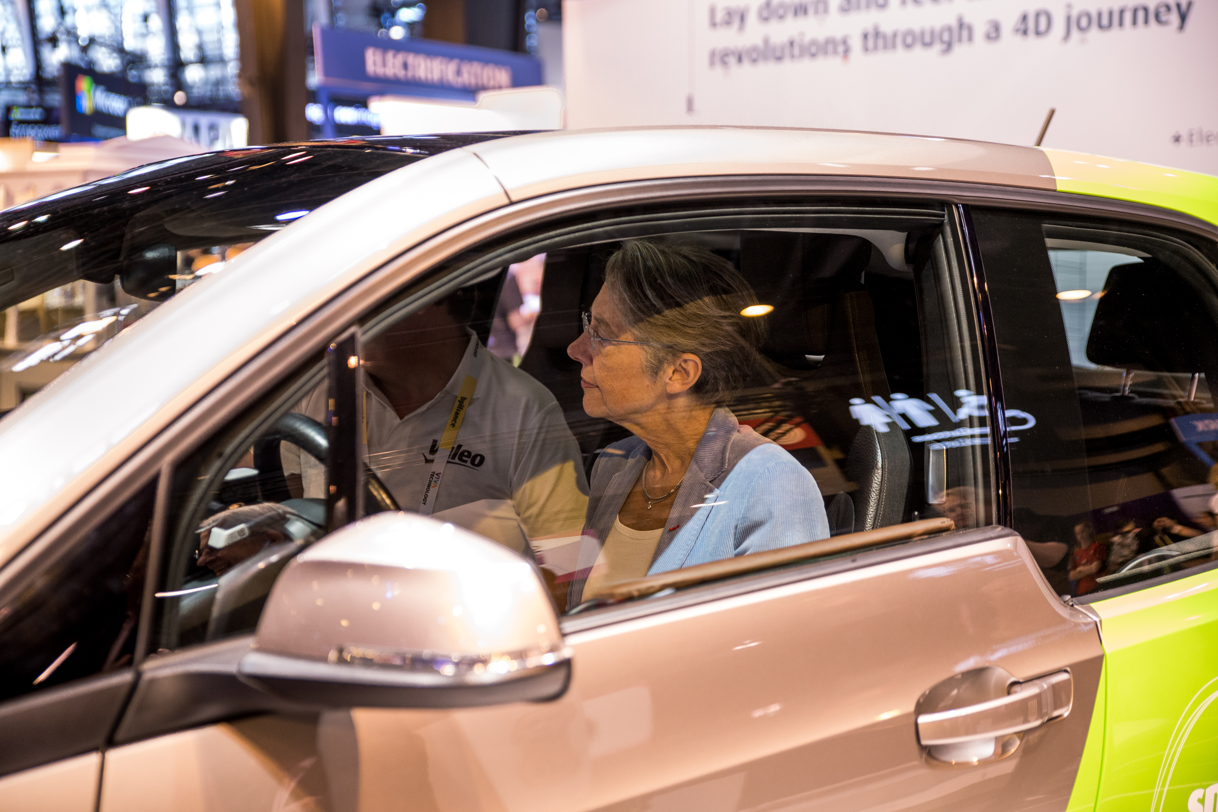 French Ministerof Transport Elisabeth Borne at Valeo stand at VivaTech