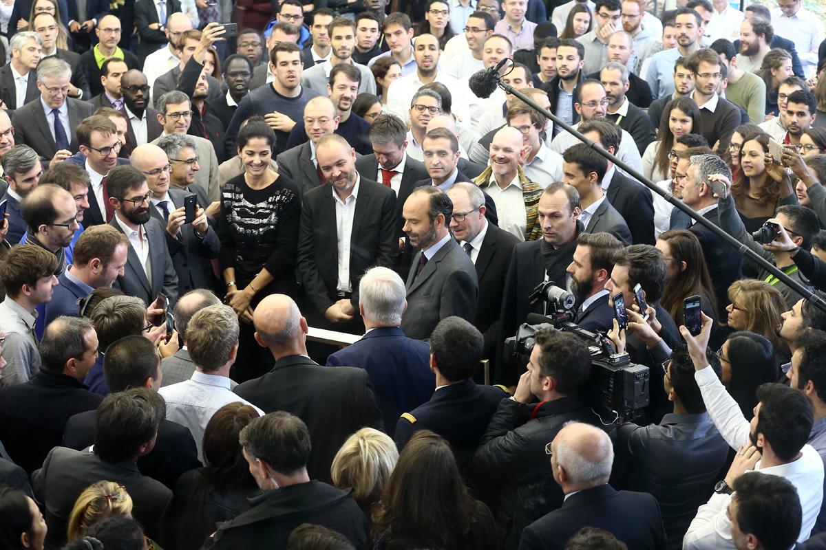 Prime Minister Edouard Philippe giving a speech at an event