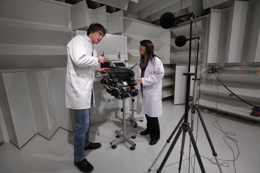 employees in Valeo research development center in La Verriere France