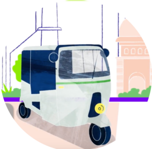 Illustration d'un rickshaw