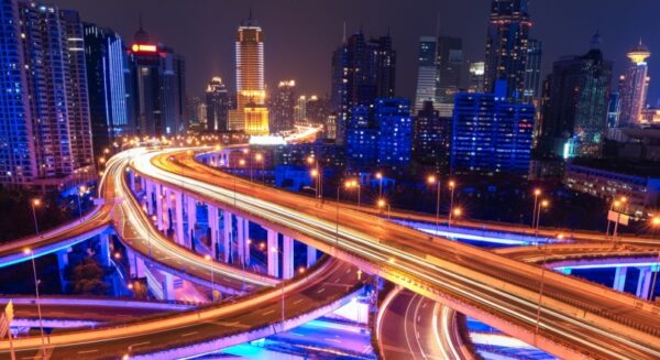 Shanghai overpass nightview