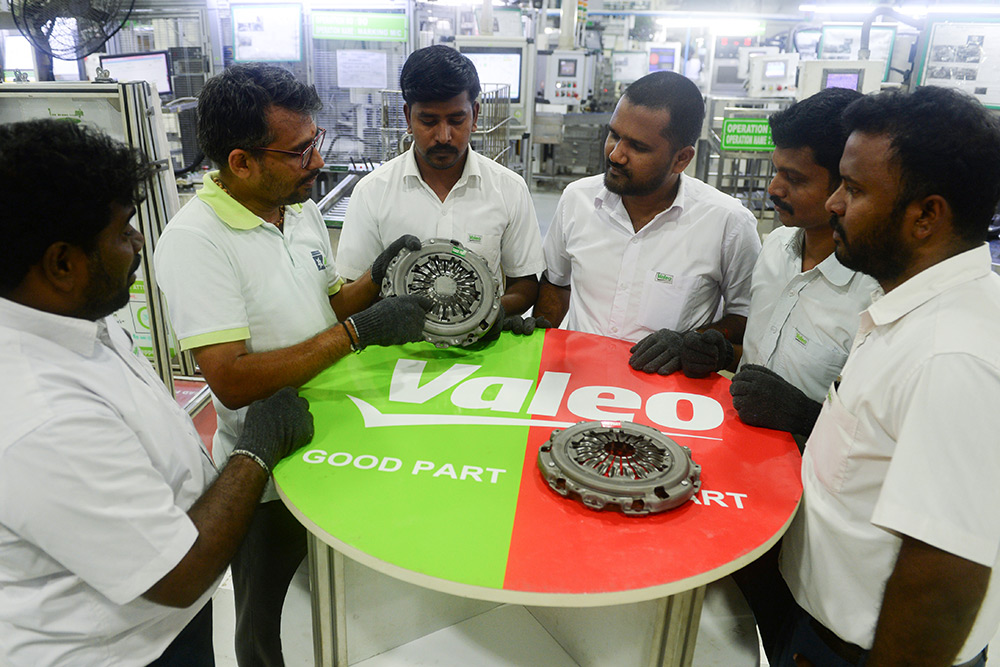 Valeo workers in India plant Chennai