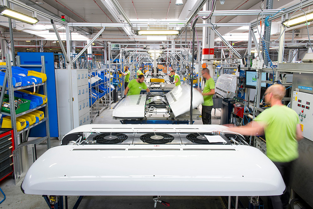 Valeo workers at a production plant in Germany