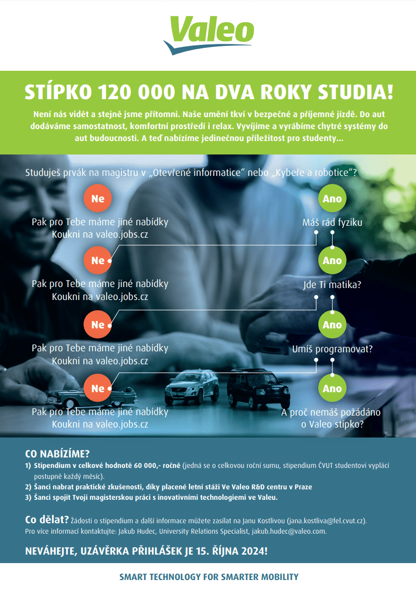 Stipendium Valeo pro studenty ČVUT FEL 2024