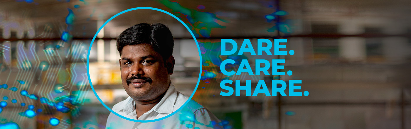 质量系统工程师 Saminath 的肖像 - Dare. Care. Share