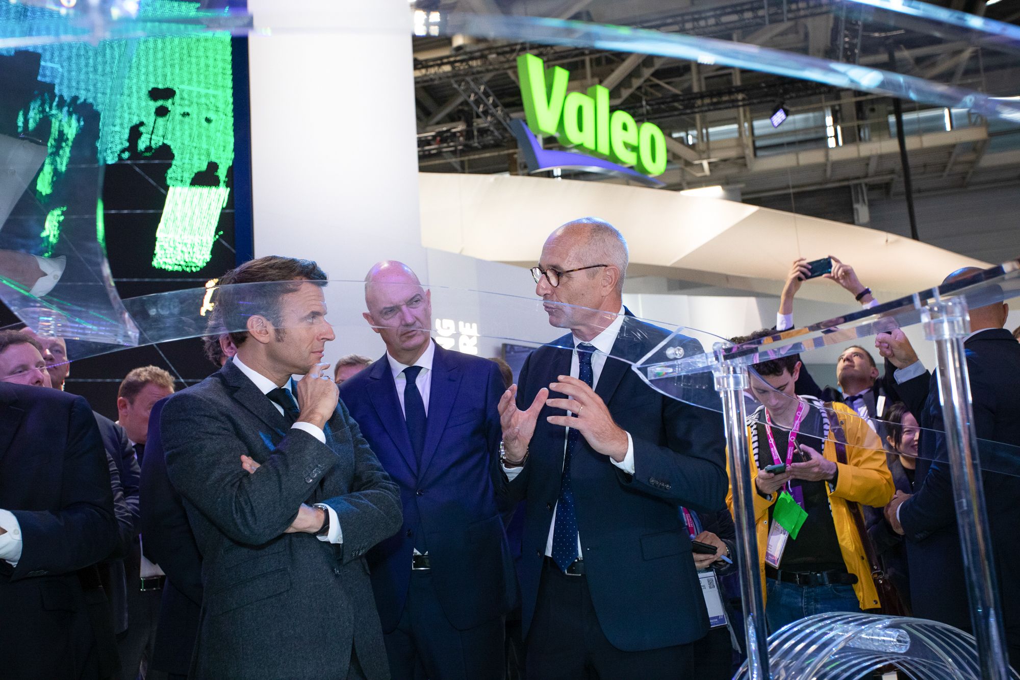 Emmanuel Macron, French President and Christophe Périllat, CEO of Valeo